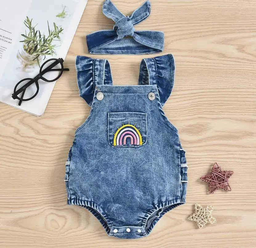 Girls Bodysuits Girls Summer Creative Rainbow