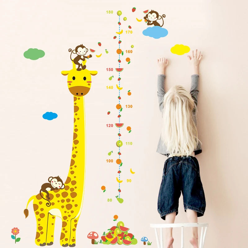 Cartoon Giraffe Growth Chart Wall Stickers Kids