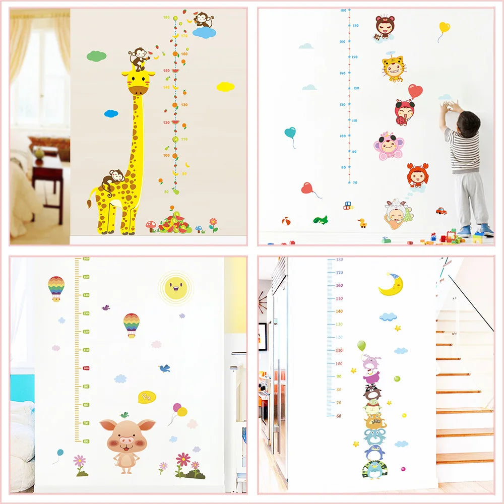 Cartoon Giraffe Growth Chart Wall Stickers Kids