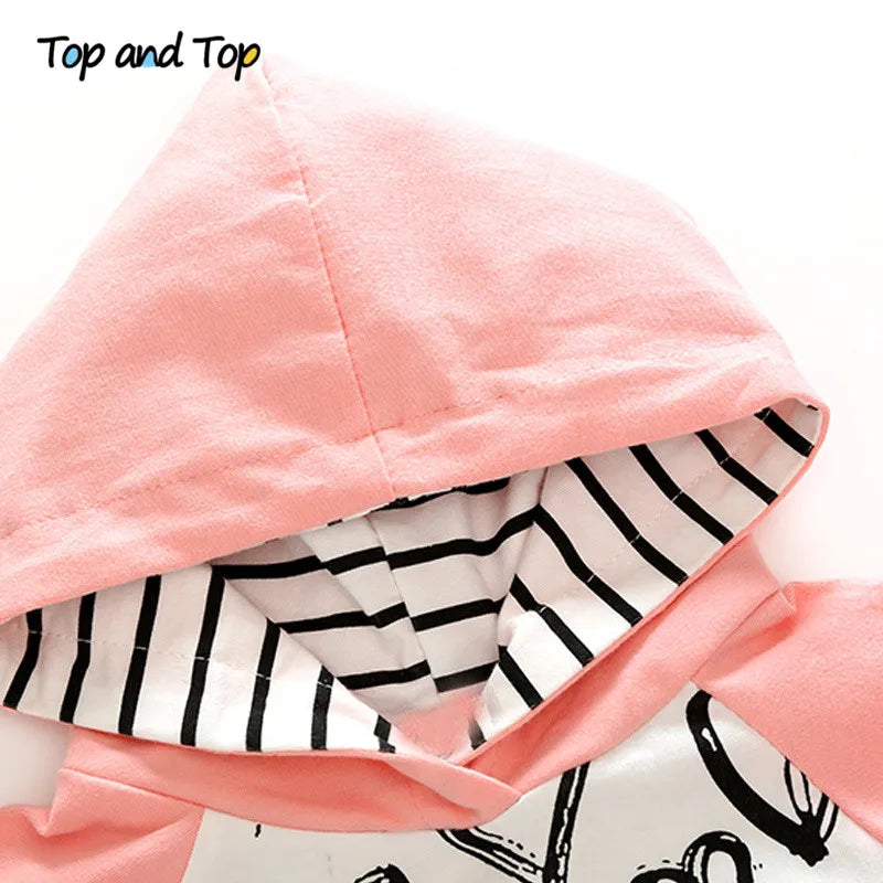 Baby Girl Hooded Sweatshirt Striped Pants 2pcs