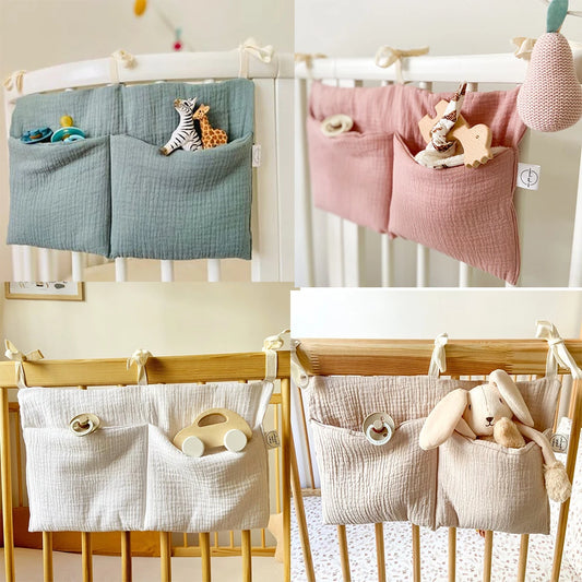 Baby Crib Organizer Cot Caddy Bed Storage Bag 2 Pockets