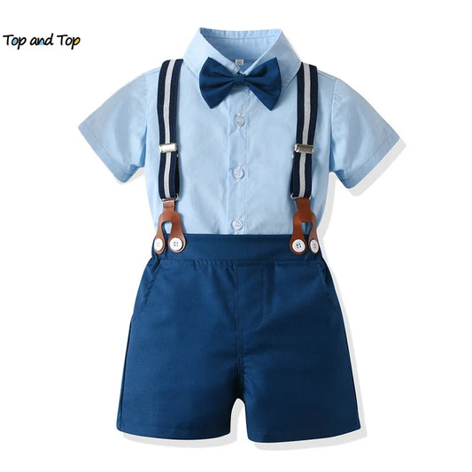 Boys Gentleman Shirts+Suspenders Formal Suits Outfits