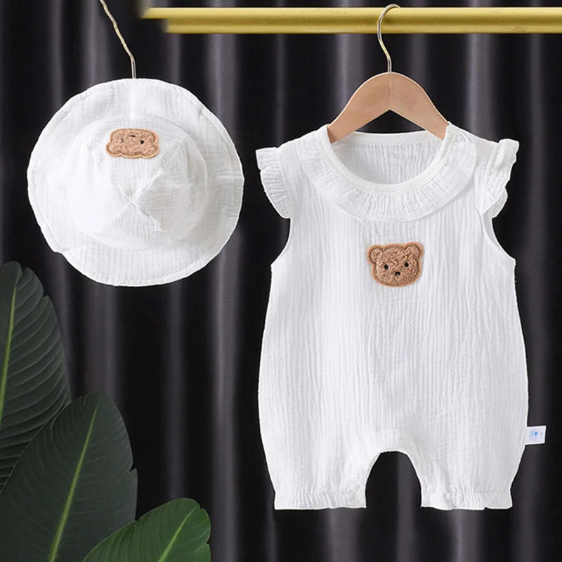 2024 Summer Baby Romper Hat Set  0-24 Month