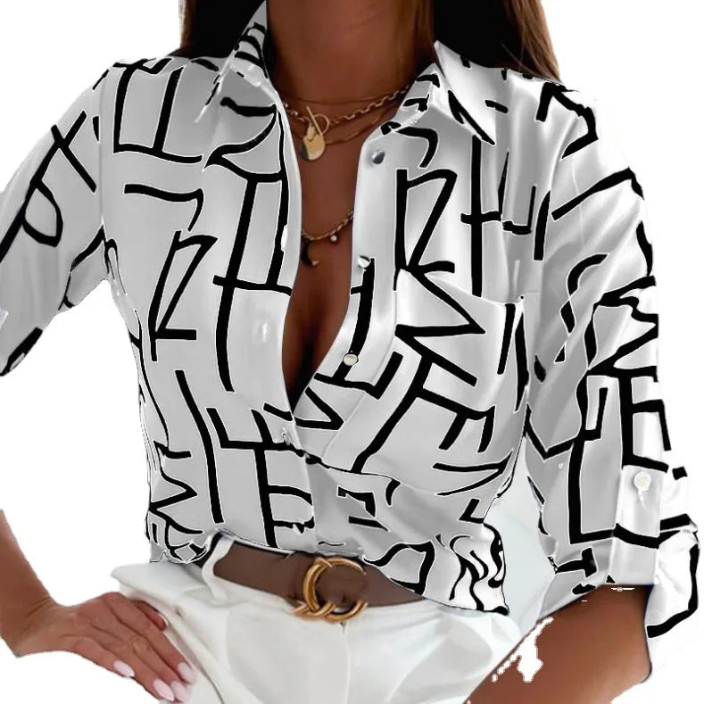 Women Elegant Button Blouse Shirt Office Ladies