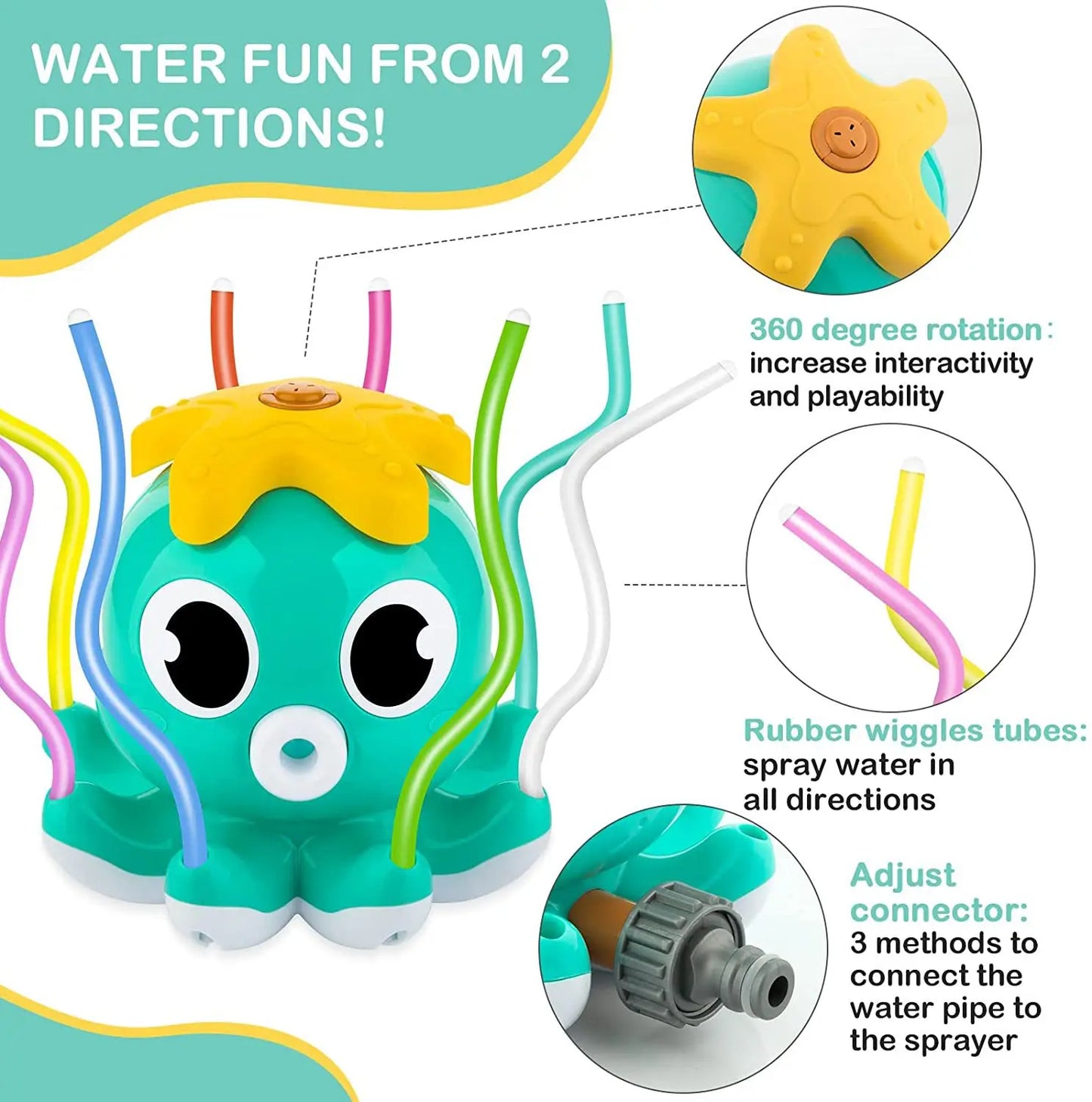 Outdoor Octopus Water Sprinkler Toys Backyard Garden Water