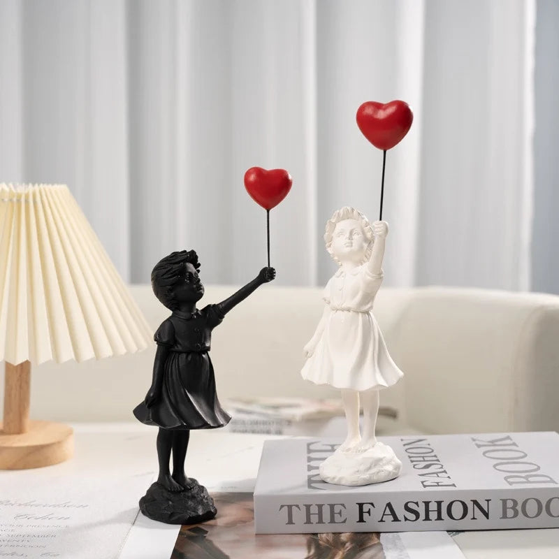 Resin Banksy Figurines for Interior Flower Thrower Statue