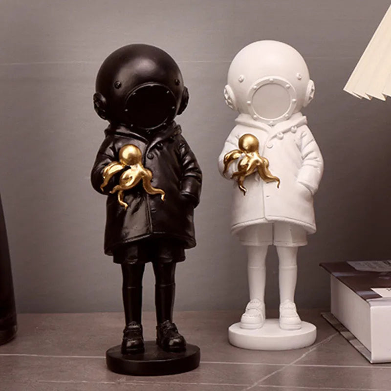 Resin Banksy Figurines for Interior Flower Thrower Statue