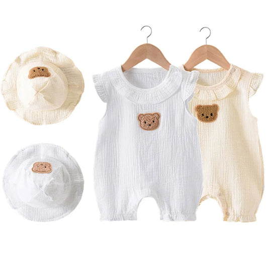 2024 Summer Baby Romper Hat Set  0-24 Month