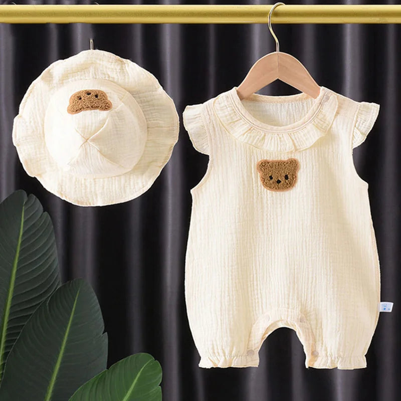 2024 Summer Baby Romper Hat Set  0-24 Month